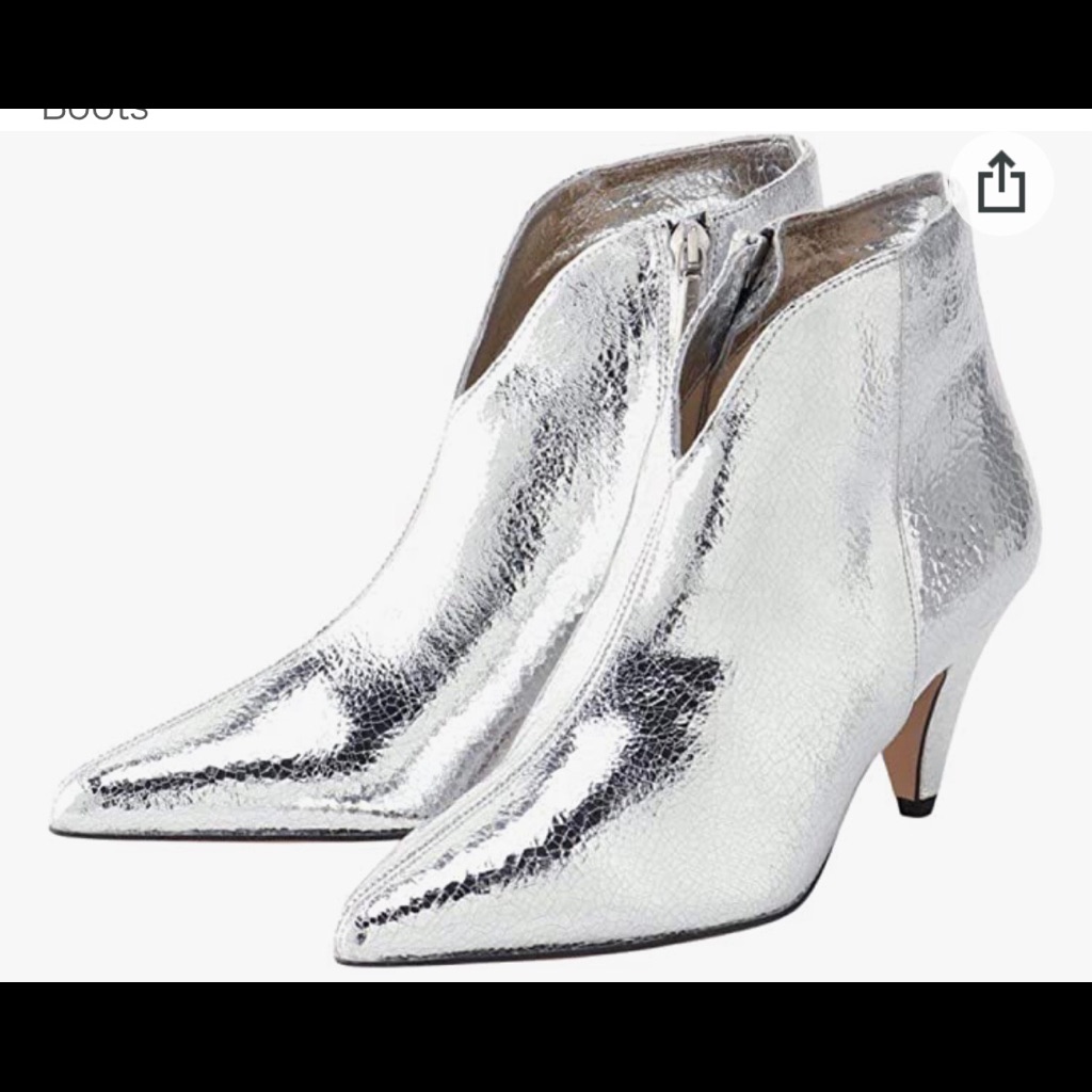 New Ivylee Copenhagen Vivian V-Cut Boots In Silver Eu 36 Us 6